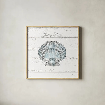 Aqua Underwater Life VIII Shiplap by Daphne Brissonnet. Shown in a natural wood glass frame for a timeless modern aesthetic. Available as an archival giclee rolled canvas, fine art paper, or poster print. SKU 38489a.