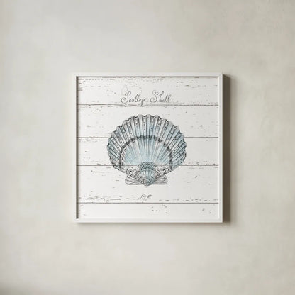 Aqua Underwater Life VIII Shiplap by Daphne Brissonnet. Shown in a crisp white glass frame for a clean and minimalist style. Available as an archival giclee rolled canvas, fine art paper, or poster print. SKU 38489a.