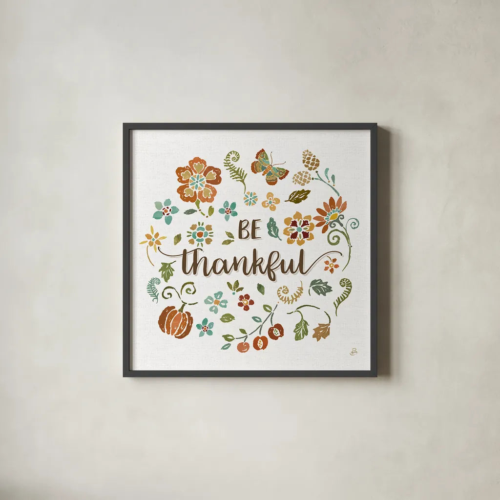 Autumn Impressions II by Daphne Brissonnet. Shown in a sleek black glass frame for a contemporary gallery look. Available as an archival giclee rolled canvas, fine art paper, or poster print. SKU 35045a.