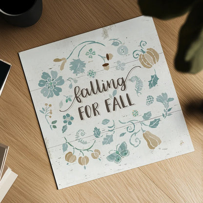 Autumn Impressions III on Wood Blue by Daphne Brissonnet. Shown as a detailed flat fine art print, highlighting archival giclee quality. Available as an archival giclee rolled canvas, fine art paper, or poster print. SKU 36989a.