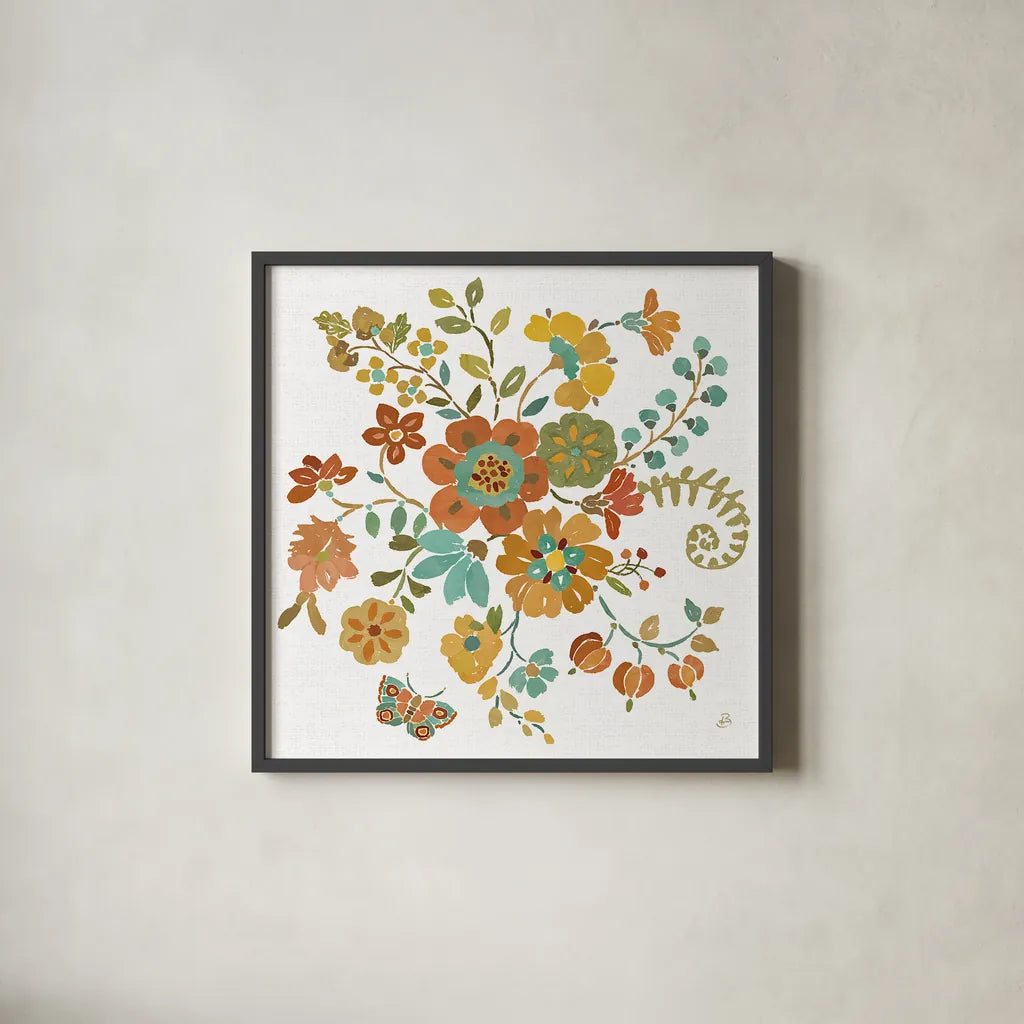 Autumn Impressions IV by Daphne Brissonnet. Shown in a sleek black glass frame for a contemporary gallery look. Available as an archival giclee rolled canvas, fine art paper, or poster print. SKU 35047a.