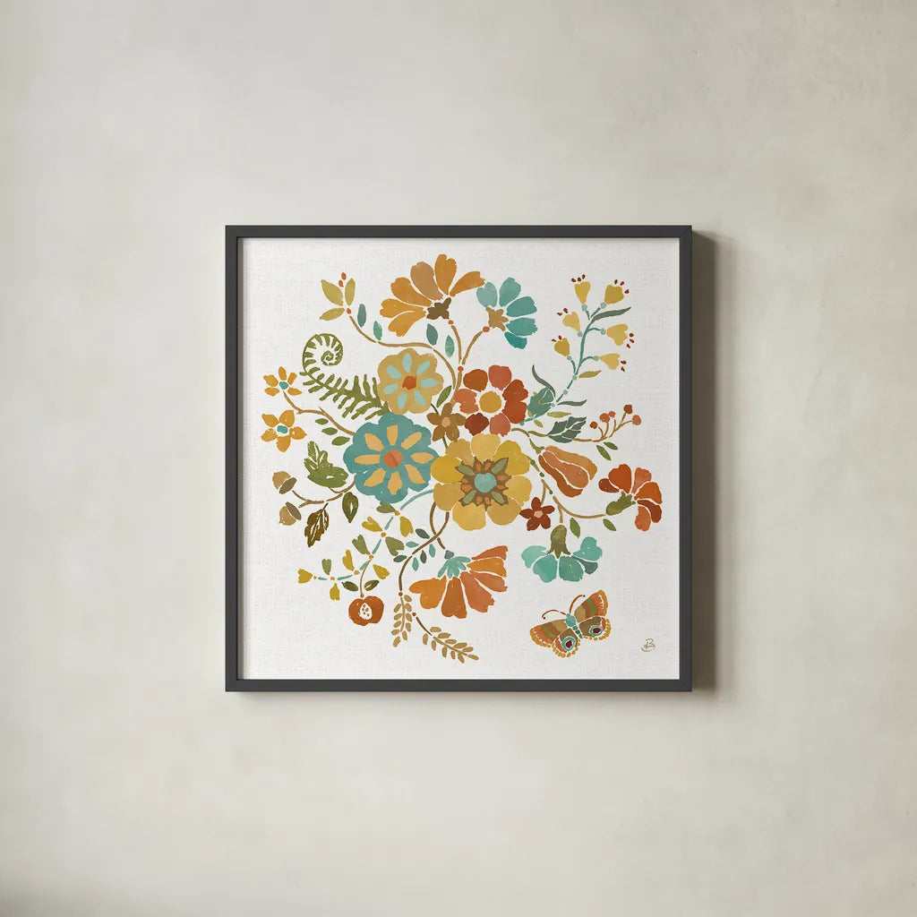 Autumn Impressions V by Daphne Brissonnet. Shown in a sleek black glass frame for a contemporary gallery look. Available as an archival giclee rolled canvas, fine art paper, or poster print. SKU 35048a.