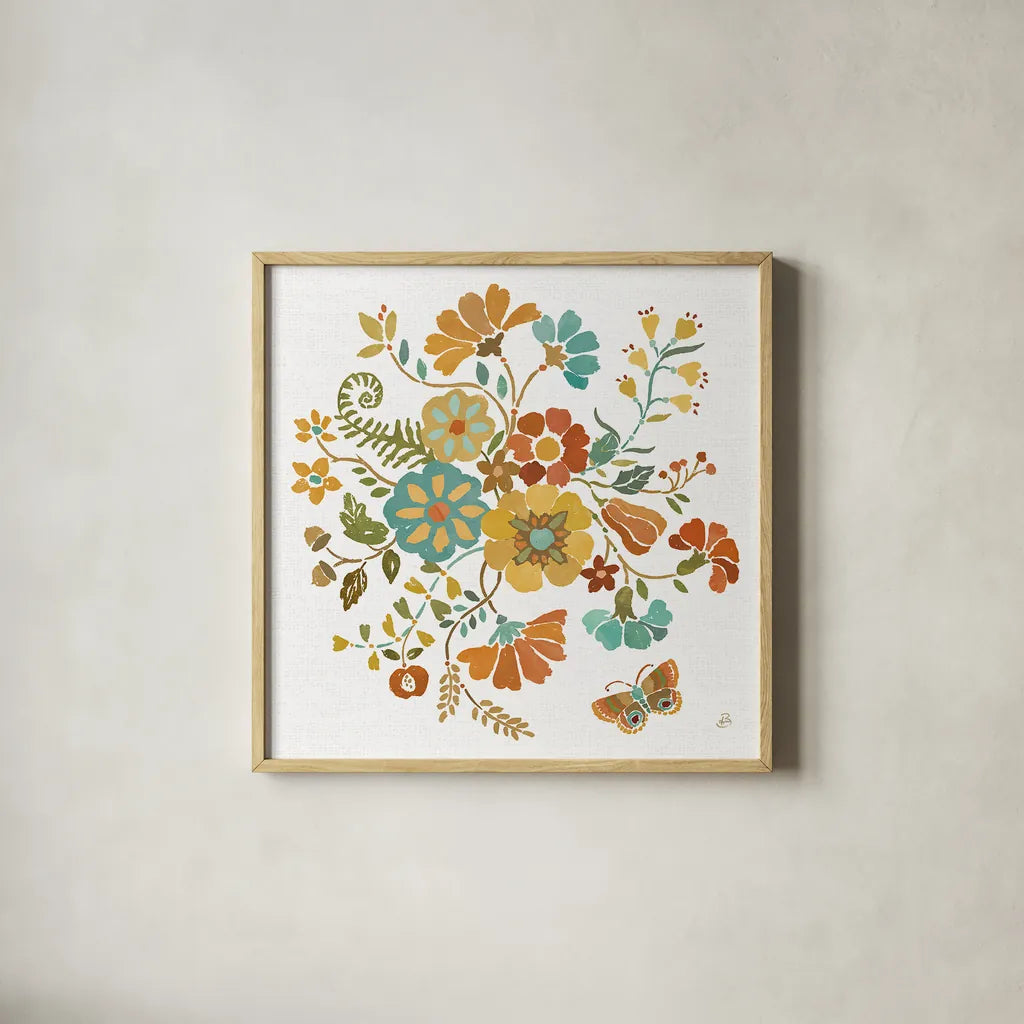 Autumn Impressions V by Daphne Brissonnet. Shown in a natural wood glass frame for a timeless modern aesthetic. Available as an archival giclee rolled canvas, fine art paper, or poster print. SKU 35048a.