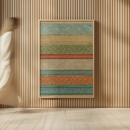 Batik Stripes II by Daphne Brissonnet. shown as over sized large wall art. Available as an archival giclee rolled canvas, fine art paper, or poster print. SKU 24908h.