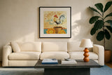 Beautiful Day II by Daphne Brissonnet. Displayed in a glass frame with matte in a clean modern living room. Available as an archival giclee rolled canvas, fine art paper, or poster print. SKU 29501a.