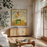 Beautiful Day III by Daphne Brissonnet. Shown in a natural wood frame in a cozy modern living room. Available as an archival giclee rolled canvas, fine art paper, or poster print. SKU 29499a.