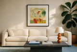 Beautiful Day IV by Daphne Brissonnet. Displayed in a glass frame with matte in a clean modern living room. Available as an archival giclee rolled canvas, fine art paper, or poster print. SKU 29498a.