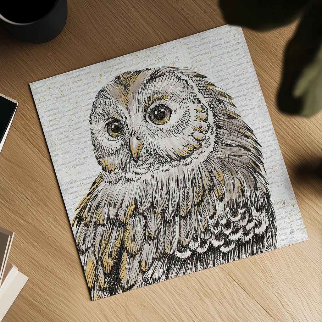 Beautiful Owls I by Daphne Brissonnet. Shown as a detailed flat fine art print, highlighting archival giclee quality. Available as an archival giclee rolled canvas, fine art paper, or poster print. SKU 28801a.