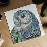 Beautiful Owls I Peacock Crop by Daphne Brissonnet. Shown as a detailed flat fine art print, highlighting archival giclee quality. Available as an archival giclee rolled canvas, fine art paper, or poster print. SKU 35875a.