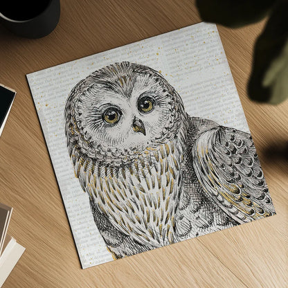 Beautiful Owls II by Daphne Brissonnet. Shown as a detailed flat fine art print, highlighting archival giclee quality. Available as an archival giclee rolled canvas, fine art paper, or poster print. SKU 28802a.