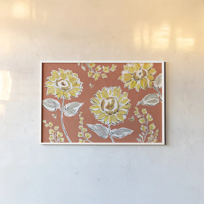 Bee Happy I Spice by Daphne Brissonnet. shown as a paper print in a white frame. Available as a archival giclee rolled canvas, fine art paper, or poster print. SKU 36778i.