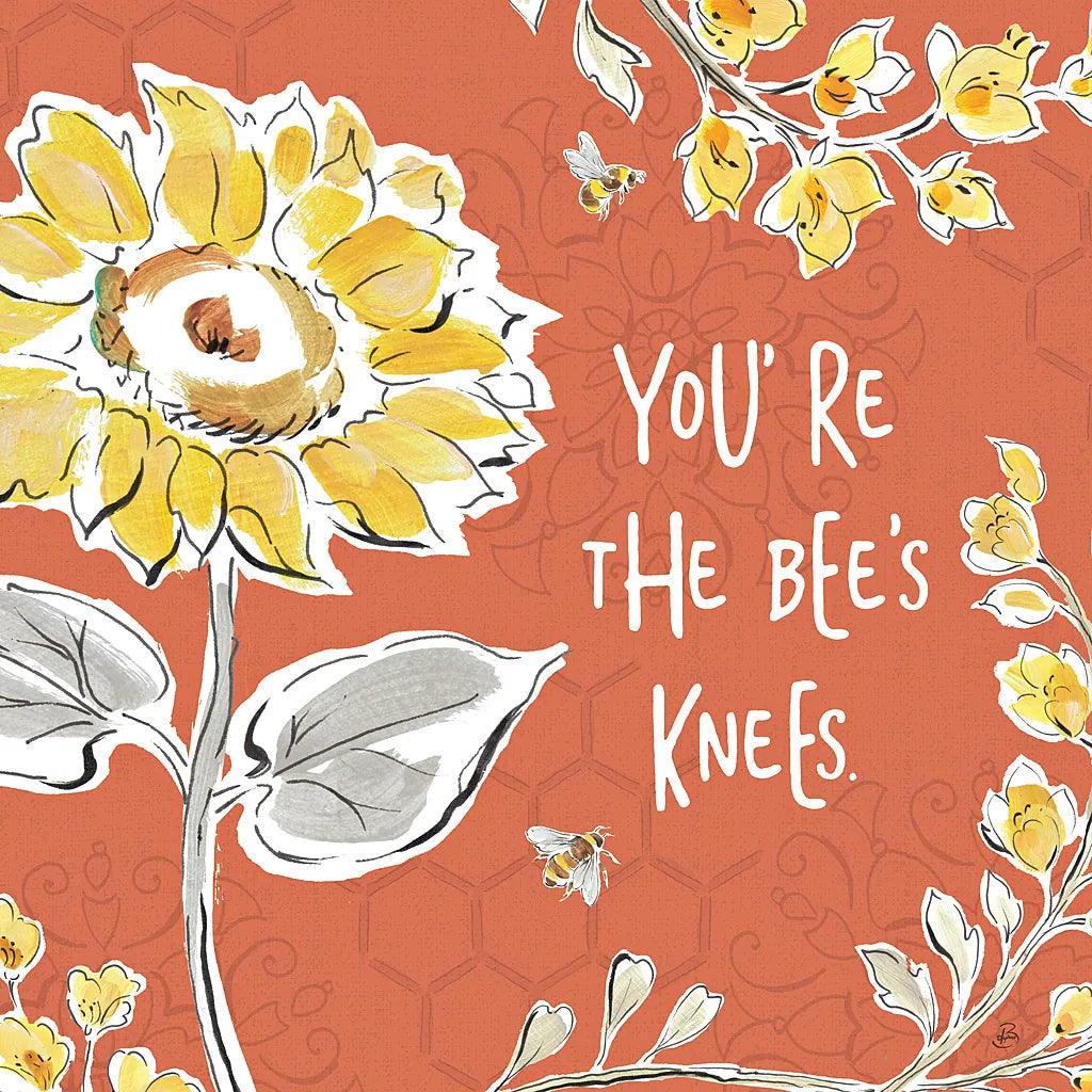 Bee Happy II Spice by Daphne Brissonnet. SKU 36779a. Archival Giclee Fine art print for wall decor.