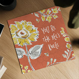 Bee Happy II Spice by Daphne Brissonnet. Shown as a detailed flat fine art print, highlighting archival giclee quality. Available as an archival giclee rolled canvas, fine art paper, or poster print. SKU 36779a.