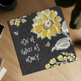 Bee Happy III Black by Daphne Brissonnet. Shown as a detailed flat fine art print, highlighting archival giclee quality. Available as an archival giclee rolled canvas, fine art paper, or poster print. SKU 44552a.