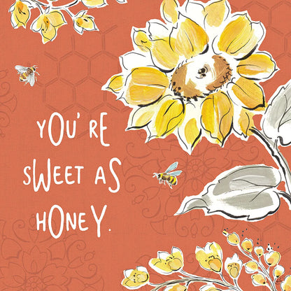Bee Happy III Spice by Daphne Brissonnet. SKU 36780a. Archival Giclee Fine art print for wall decor.