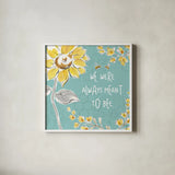 Bee Happy IV by Daphne Brissonnet. Shown in a crisp white glass frame for a clean and minimalist style. Available as an archival giclee rolled canvas, fine art paper, or poster print. SKU 36776a.
