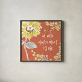 Bee Happy IV Spice by Daphne Brissonnet. Shown in a sleek black glass frame for a contemporary gallery look. Available as an archival giclee rolled canvas, fine art paper, or poster print. SKU 36781a.