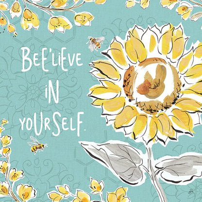 Bee Happy V by Daphne Brissonnet. SKU 36777a. Archival Giclee Fine art print for wall decor.