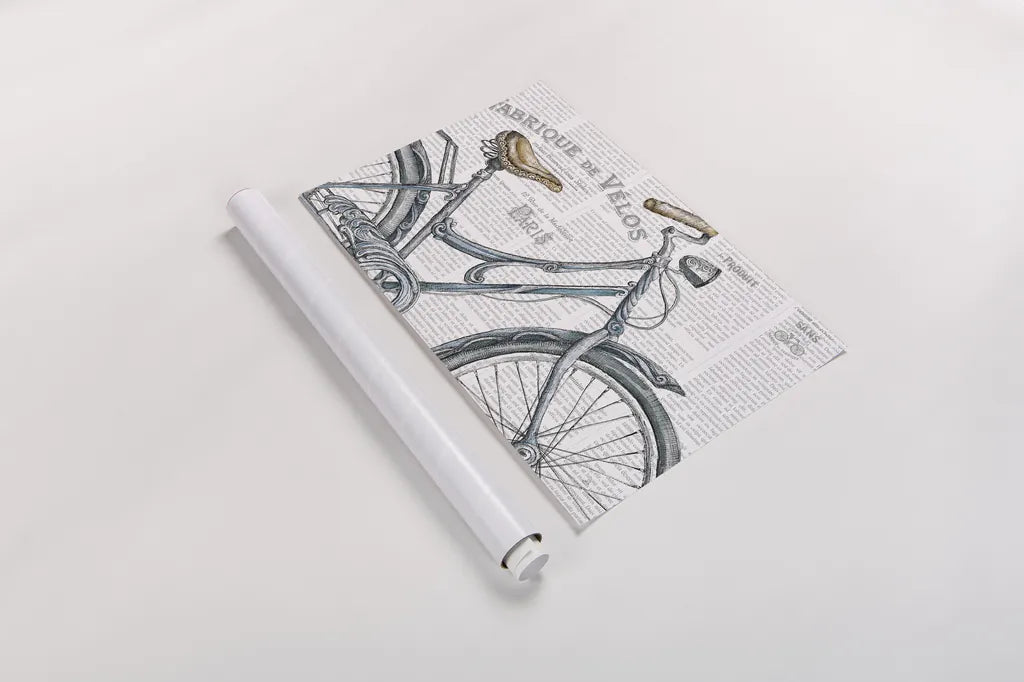 Bicycles III by Daphne Brissonnet. shown as a rolled paper print. Available as archival giclee rolled canvas, fine art paper, or poster print. SKU 28775i.