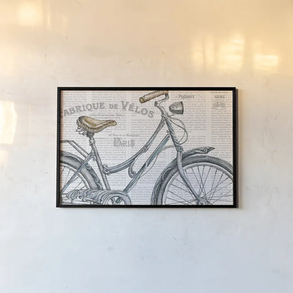 Bicycles III by Daphne Brissonnet. shown as a paper print in a black flame. Available as a archival giclee rolled canvas, fine art paper, or poster print. SKU 28775i.
