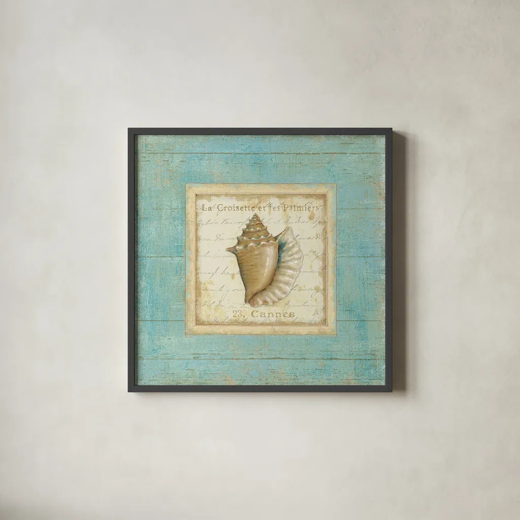 Bijou de Mer I by Daphne Brissonnet. Shown in a sleek black glass frame for a contemporary gallery look. Available as an archival giclee rolled canvas, fine art paper, or poster print. SKU 2299a.