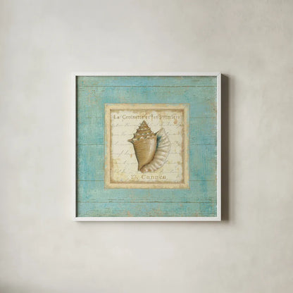 Bijou de Mer I by Daphne Brissonnet. Shown in a crisp white glass frame for a clean and minimalist style. Available as an archival giclee rolled canvas, fine art paper, or poster print. SKU 2299a.