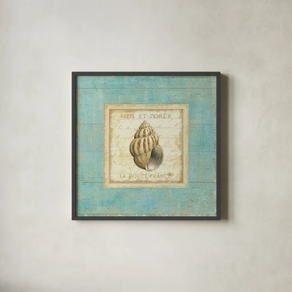 Bijou de Mer II by Daphne Brissonnet. Shown in a sleek black glass frame for a contemporary gallery look. Available as an archival giclee rolled canvas, fine art paper, or poster print. SKU 2300a.