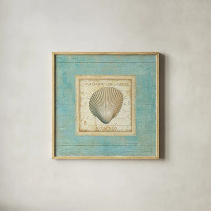 Bijou de Mer III by Daphne Brissonnet. Shown in a natural wood glass frame for a timeless modern aesthetic. Available as an archival giclee rolled canvas, fine art paper, or poster print. SKU 2301a.