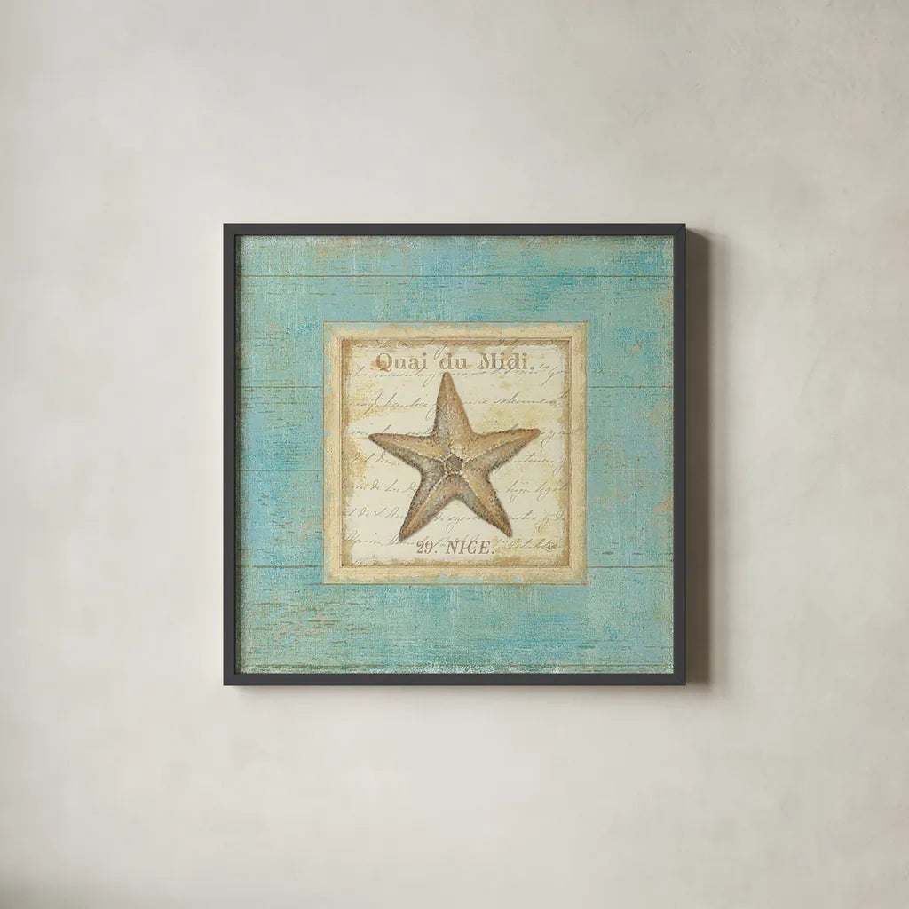 Bijou de Mer IV by Daphne Brissonnet. Shown in a sleek black glass frame for a contemporary gallery look. Available as an archival giclee rolled canvas, fine art paper, or poster print. SKU 2302a.