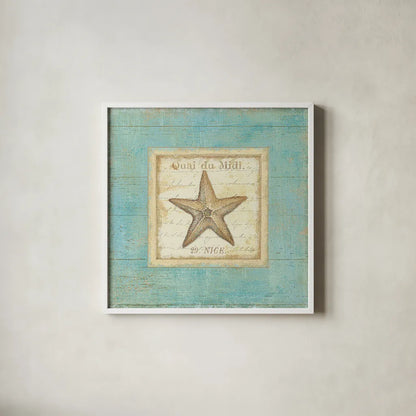 Bijou de Mer IV by Daphne Brissonnet. Shown in a crisp white glass frame for a clean and minimalist style. Available as an archival giclee rolled canvas, fine art paper, or poster print. SKU 2302a.