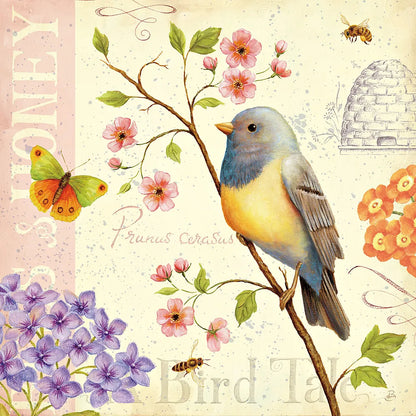 Birds and Bees I by Daphne Brissonnet. SKU 7691a. Archival Giclee Fine art print for wall decor.