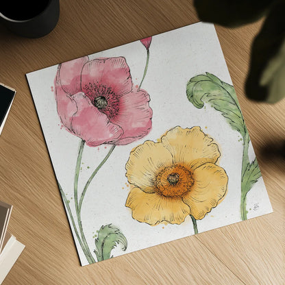 Blossom Sketches I Color by Daphne Brissonnet. Shown as a detailed flat fine art print, highlighting archival giclee quality. Available as an archival giclee rolled canvas, fine art paper, or poster print. SKU 54829a.