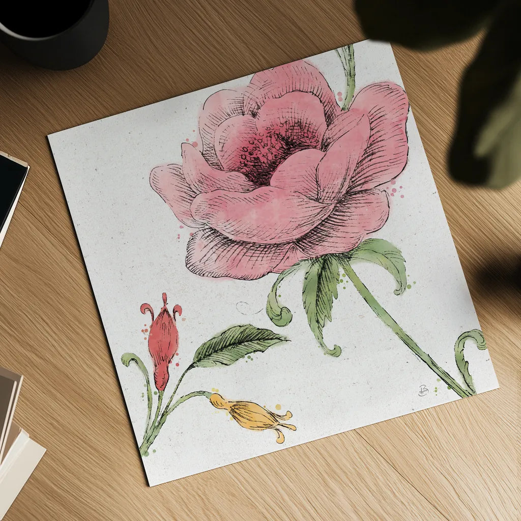 Blossom Sketches II Color by Daphne Brissonnet. Shown as a detailed flat fine art print, highlighting archival giclee quality. Available as an archival giclee rolled canvas, fine art paper, or poster print. SKU 54830a.