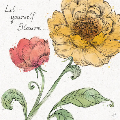 Blossom Sketches III Words Color by Daphne Brissonnet. SKU 54963a. Archival Giclee Fine art print for wall decor.