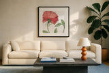 Blossom Sketches IV Color by Daphne Brissonnet. Displayed in a glass frame with matte in a clean modern living room. Available as an archival giclee rolled canvas, fine art paper, or poster print. SKU 54832a.
