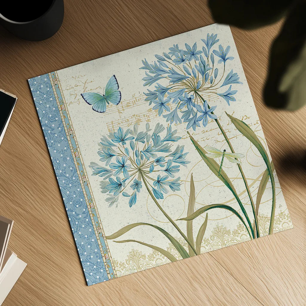 Blue Melody III by Daphne Brissonnet. Shown as a detailed flat fine art print, highlighting archival giclee quality. Available as an archival giclee rolled canvas, fine art paper, or poster print. SKU 5756a.