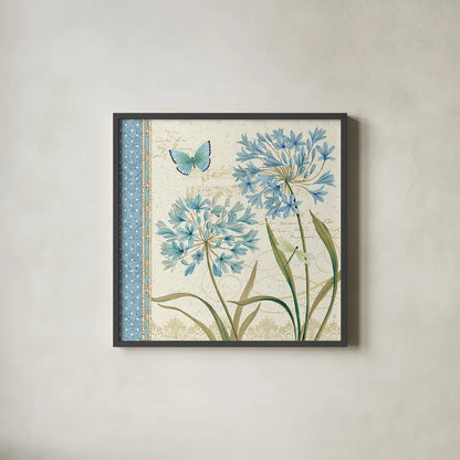 Blue Melody III by Daphne Brissonnet. Shown in a sleek black glass frame for a contemporary gallery look. Available as an archival giclee rolled canvas, fine art paper, or poster print. SKU 5756a.