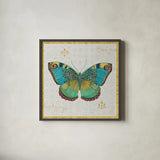 Bohemian Wings Butterfly VA by Daphne Brissonnet. Shown in a sleek black glass frame for a contemporary gallery look. Available as an archival giclee rolled canvas, fine art paper, or poster print. SKU 21856a.
