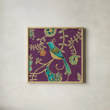 Bohemian Wings VI Aubergine by Daphne Brissonnet. Shown in a natural wood glass frame for a timeless modern aesthetic. Available as an archival giclee rolled canvas, fine art paper, or poster print. SKU 23808a.