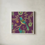 Bohemian Wings VI Aubergine by Daphne Brissonnet. Shown in a crisp white glass frame for a clean and minimalist style. Available as an archival giclee rolled canvas, fine art paper, or poster print. SKU 23808a.