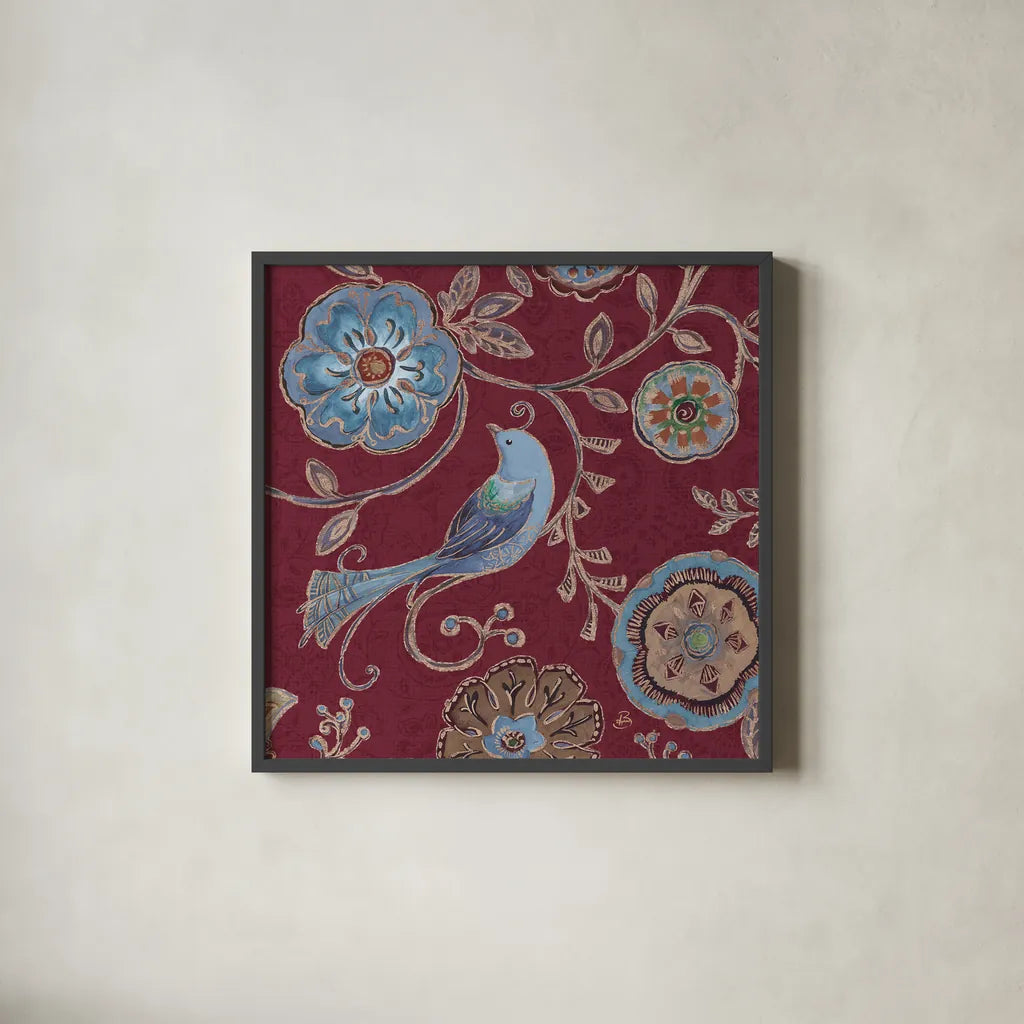 Bohemian Wings VII Providence by Daphne Brissonnet. Shown in a sleek black glass frame for a contemporary gallery look. Available as an archival giclee rolled canvas, fine art paper, or poster print. SKU 84331a.