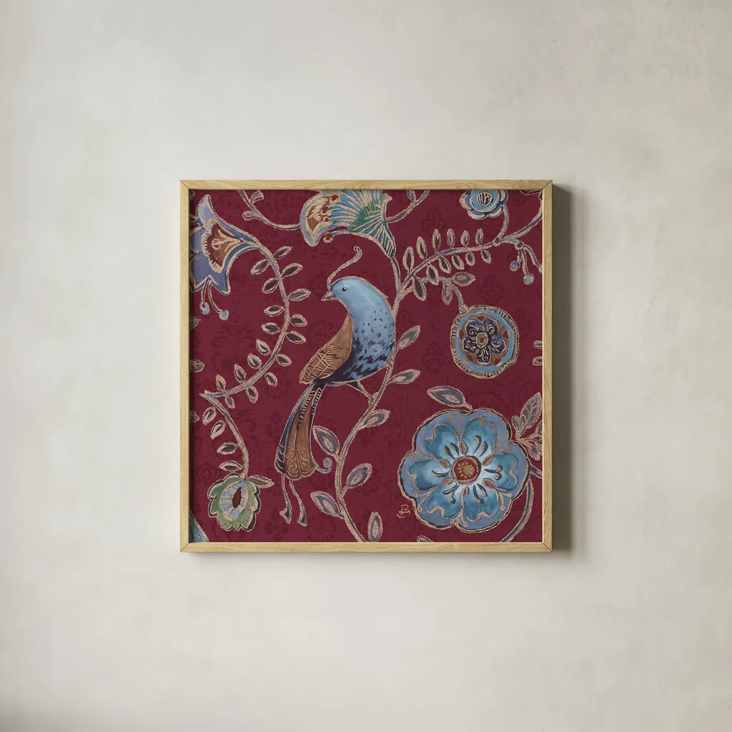 Bohemian Wings VIII Providence by Daphne Brissonnet. Shown in a natural wood glass frame for a timeless modern aesthetic. Available as an archival giclee rolled canvas, fine art paper, or poster print. SKU 84332a.