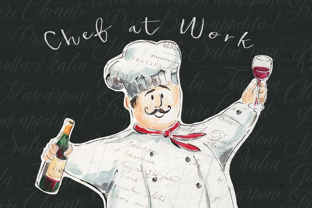 Chef at Work I by Daphne Brissonnet. SKU 52667i. Archival Giclee Fine art print for wall decor.