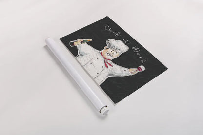 Chef at Work I by Daphne Brissonnet. shown as a rolled paper print. Available as archival giclee rolled canvas, fine art paper, or poster print. SKU 52667i.