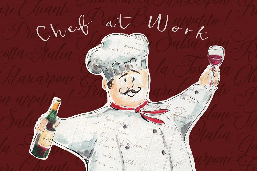 Chef at Work II by Daphne Brissonnet. SKU 52668i. Archival Giclee Fine art print for wall decor.