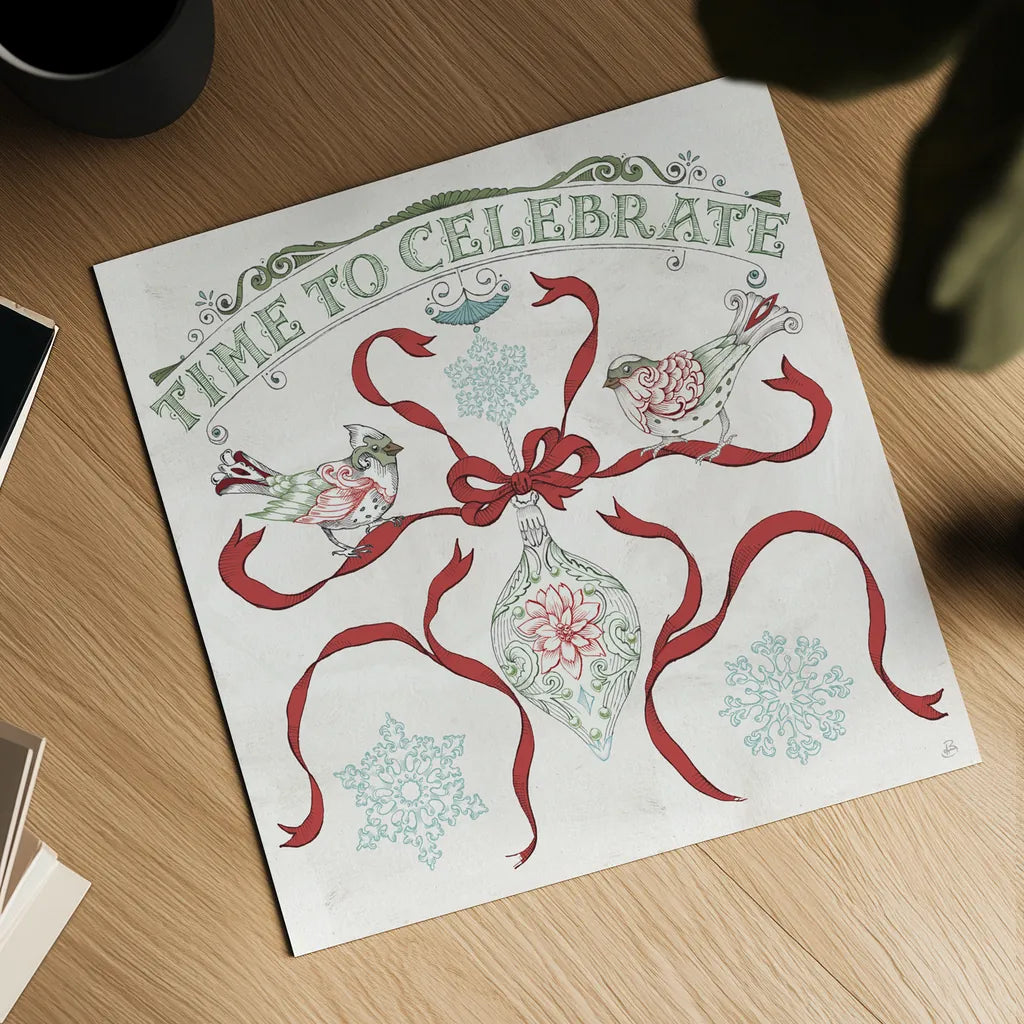 Christmas Season II by Daphne Brissonnet. Shown as a detailed flat fine art print, highlighting archival giclee quality. Available as an archival giclee rolled canvas, fine art paper, or poster print. SKU 81012a.