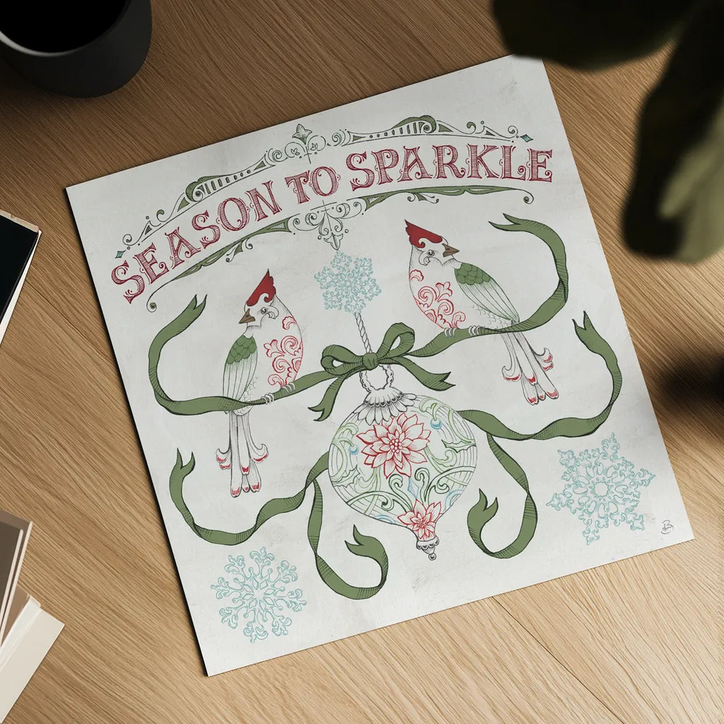 Christmas Season III by Daphne Brissonnet. Shown as a detailed flat fine art print, highlighting archival giclee quality. Available as an archival giclee rolled canvas, fine art paper, or poster print. SKU 81013a.