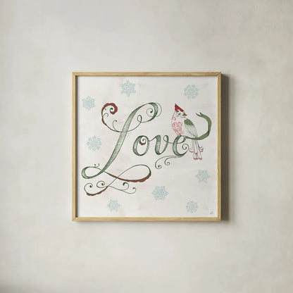 Christmas Season VI by Daphne Brissonnet. Shown in a natural wood glass frame for a timeless modern aesthetic. Available as an archival giclee rolled canvas, fine art paper, or poster print. SKU 81016a.