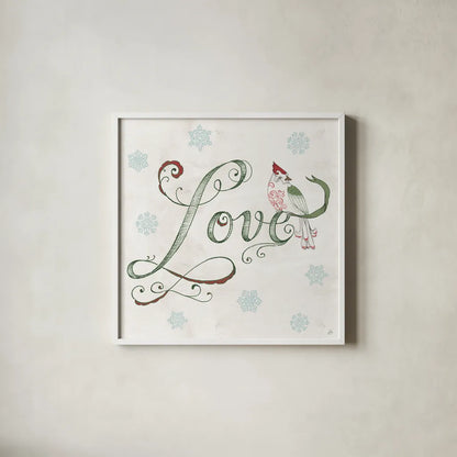 Christmas Season VI by Daphne Brissonnet. Shown in a crisp white glass frame for a clean and minimalist style. Available as an archival giclee rolled canvas, fine art paper, or poster print. SKU 81016a.