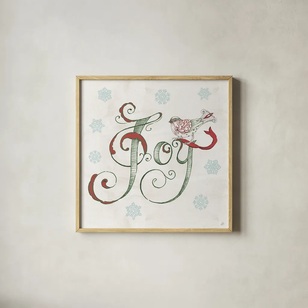 Christmas Season VII by Daphne Brissonnet. Shown in a natural wood glass frame for a timeless modern aesthetic. Available as an archival giclee rolled canvas, fine art paper, or poster print. SKU 81017a.